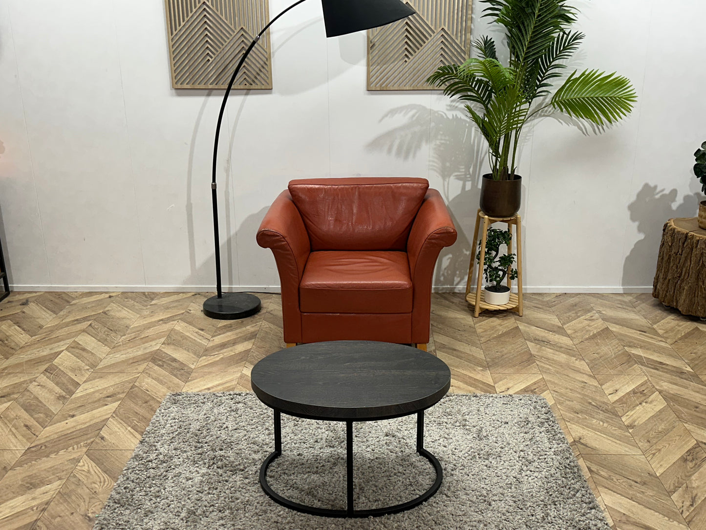 Licht Rode Echt Lederen Fauteuil ~ Losse Rugkussen Met Afneembare Hoes