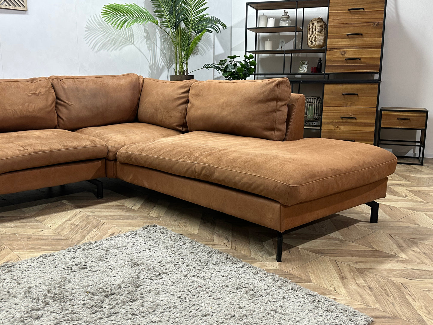 Cognac Bruine Suède Stoffen U Bank ~ Losse Kussens Met Afneembare Hoezen