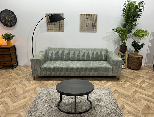 By Sidde Grijze Ribstof 3-Zits Bank ~ Vaste Kussens