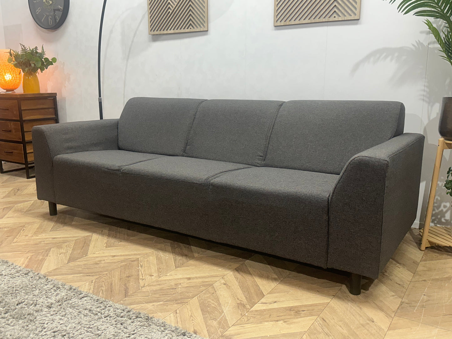 Antraciet 3-Zits Bank Inc Hocker ~ Vaste Kussens