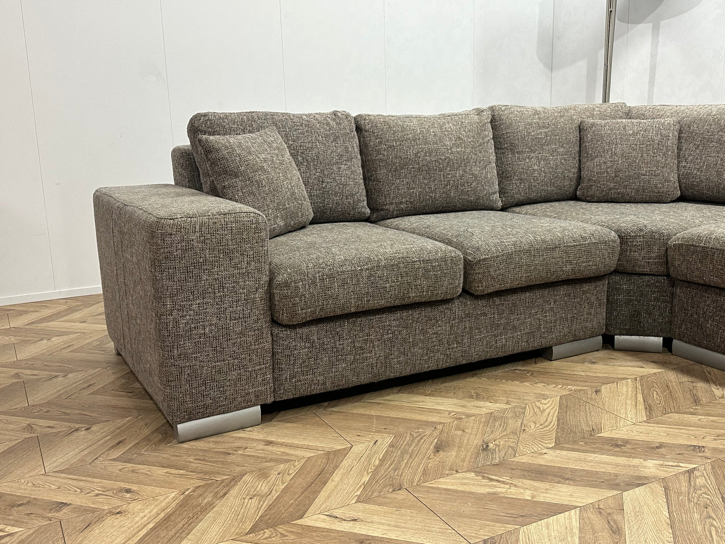 Grijze/Beige U Bank ~ Losse Kussens Met Afneembare Hoezen