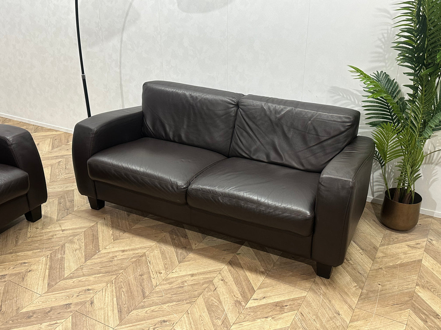 Bruine Echt Lederen Banken Set ~ Vaste Kussens