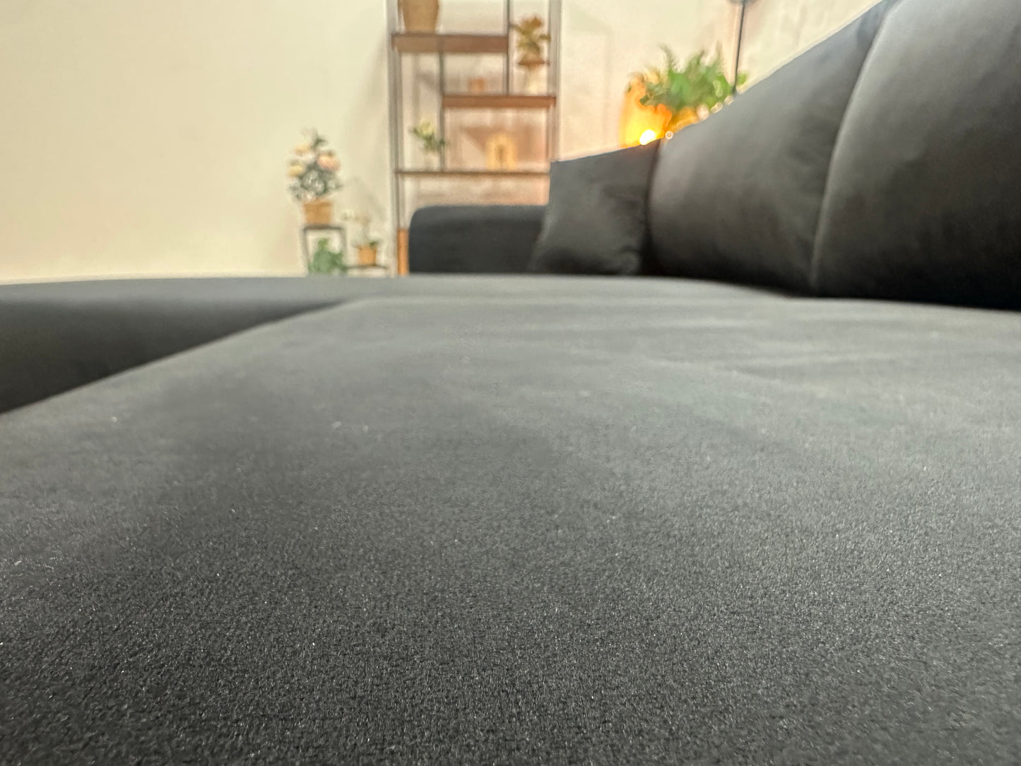 !Showroommodel! Zwarte Velvet Hoekbank