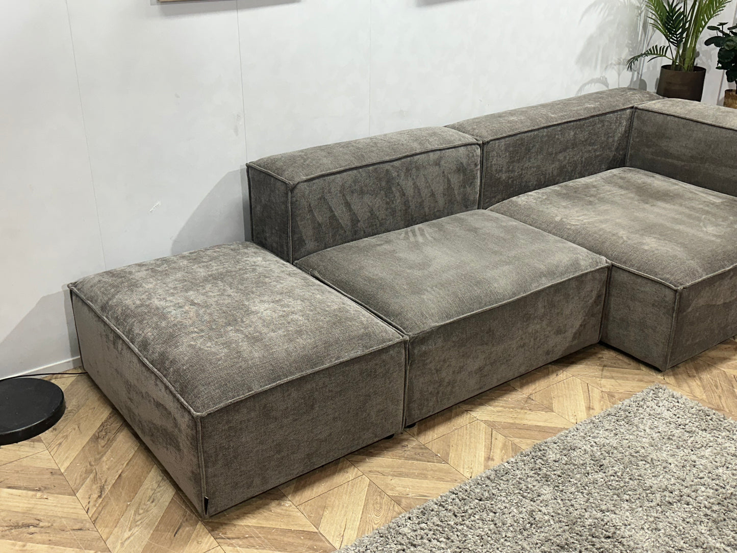 Nous Living Antraciet Suède Stoffen Hoekbank ~ Nieuwstaat