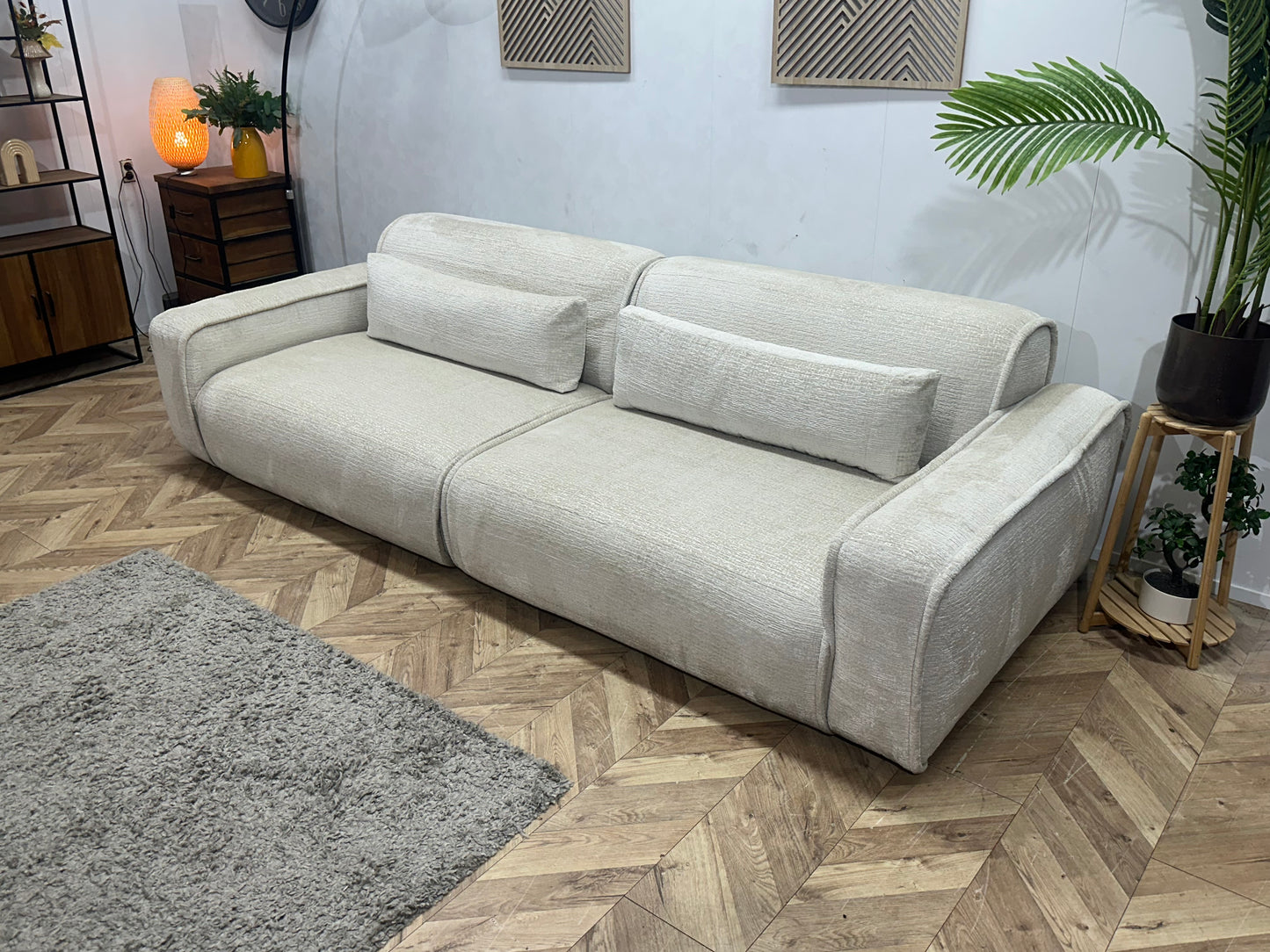 Agpol Witte Cremona Stoffen 3-Zits Bank Inc Hocker ~ Nieuwstaat