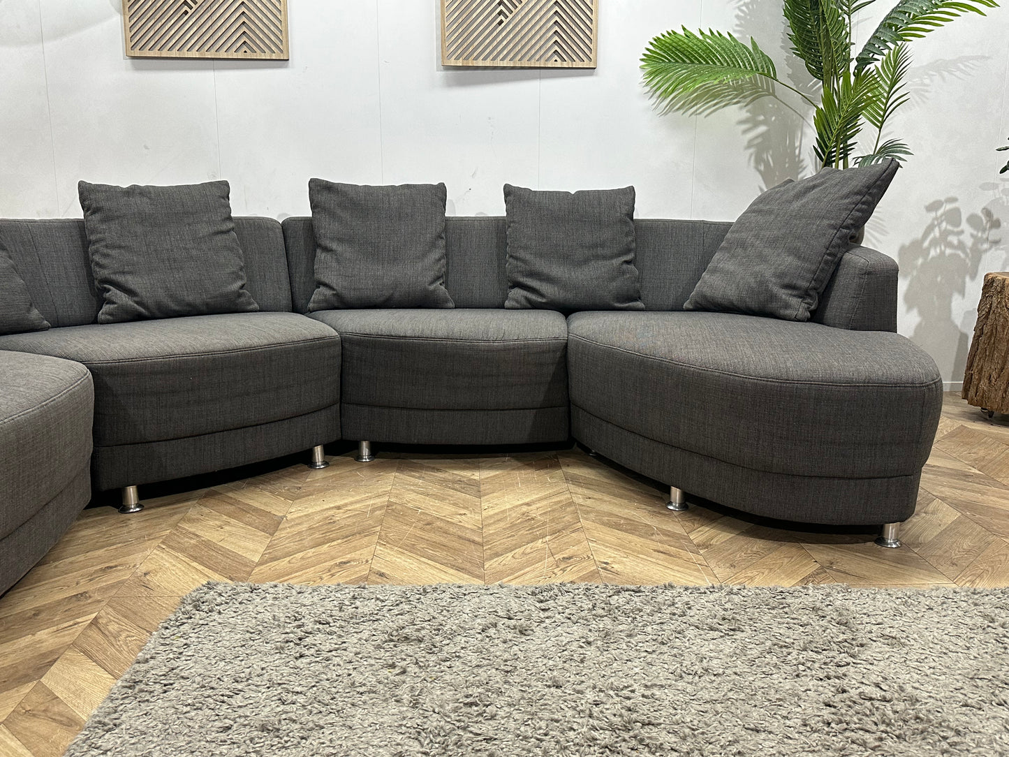 Lamonta Antraciet Design U Bank Inc Hocker ~ Losse Rugkussens Met Afneembare Hoezen