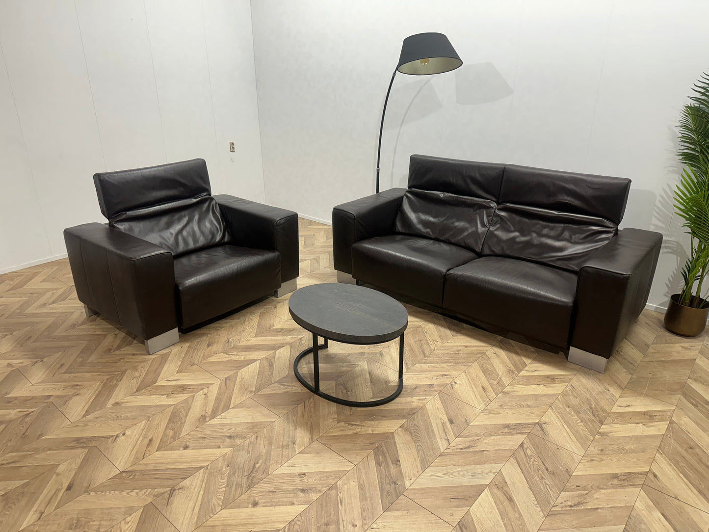 Bruine Echt Lederen Banken Set ~ Verstelbare Hoofdsteunen