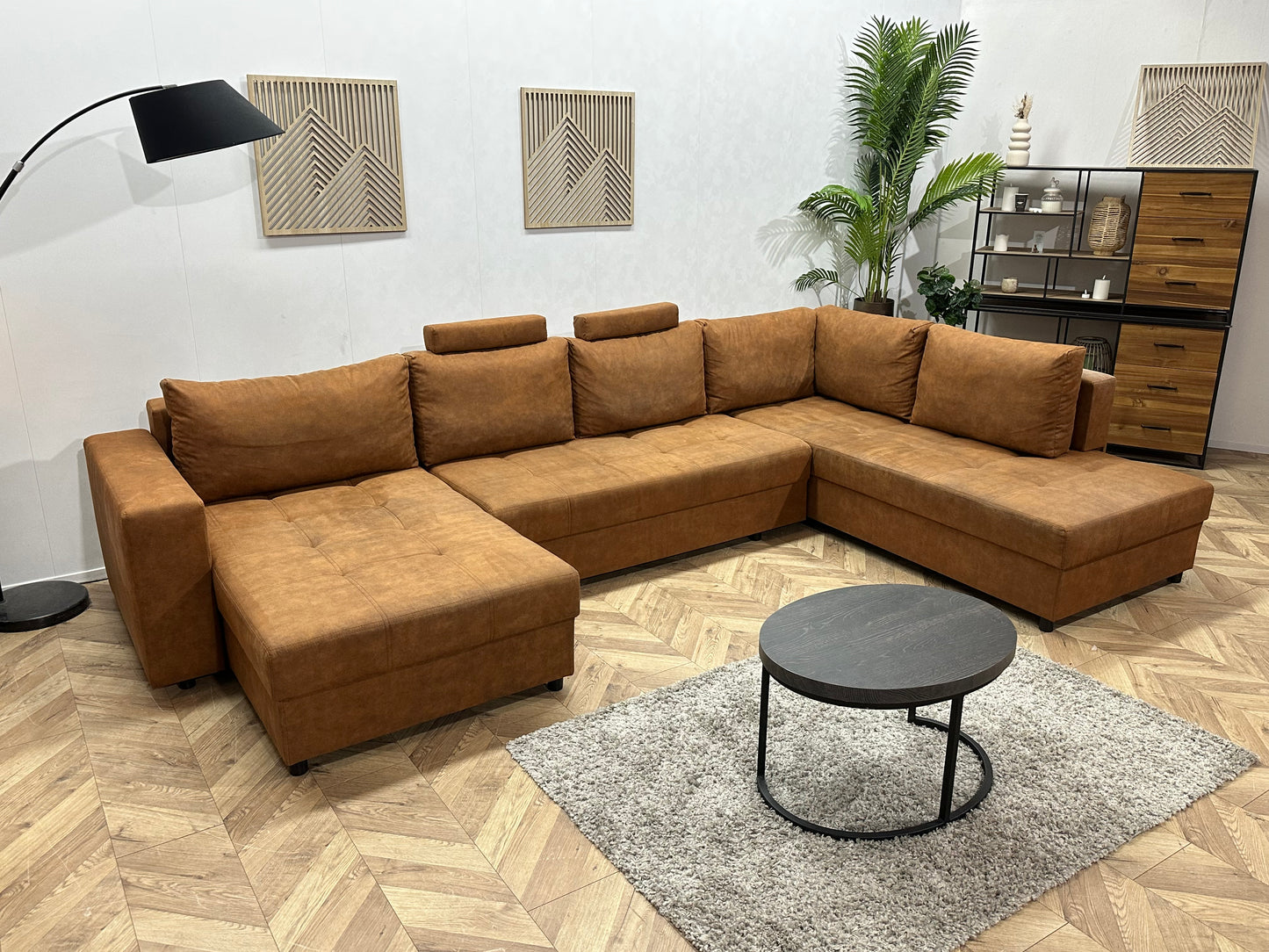 Cognac Bruine Suède Stoffen U Bank ~ Slaapfunctie