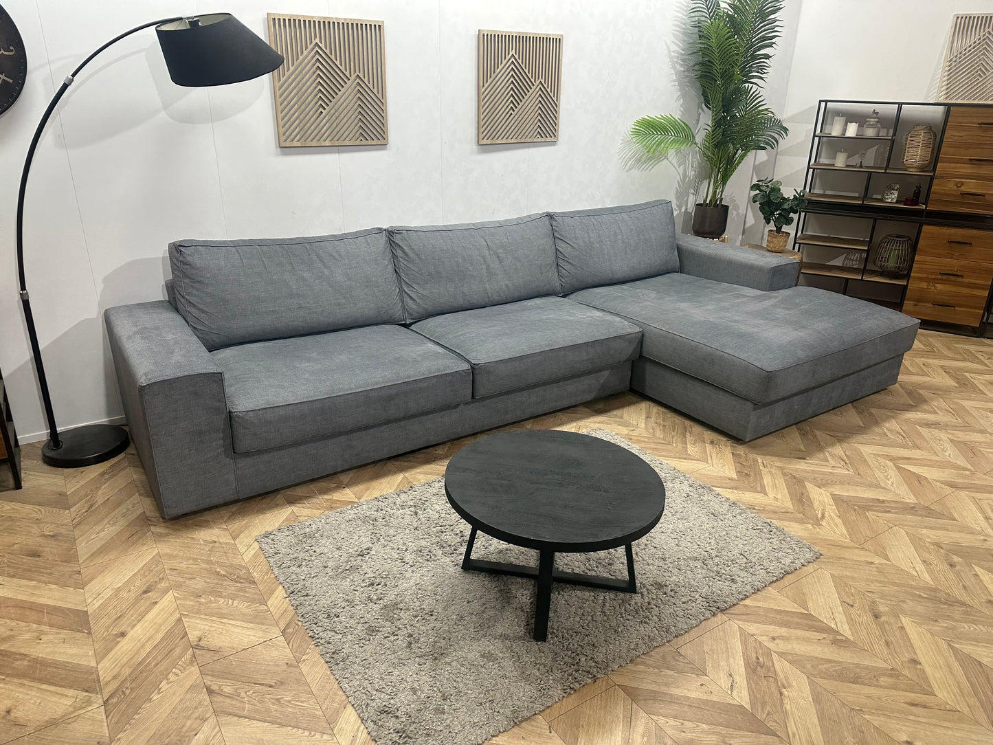 Room108 Grijze Ruime Velvet Hoekbank ~ Nieuwstaat