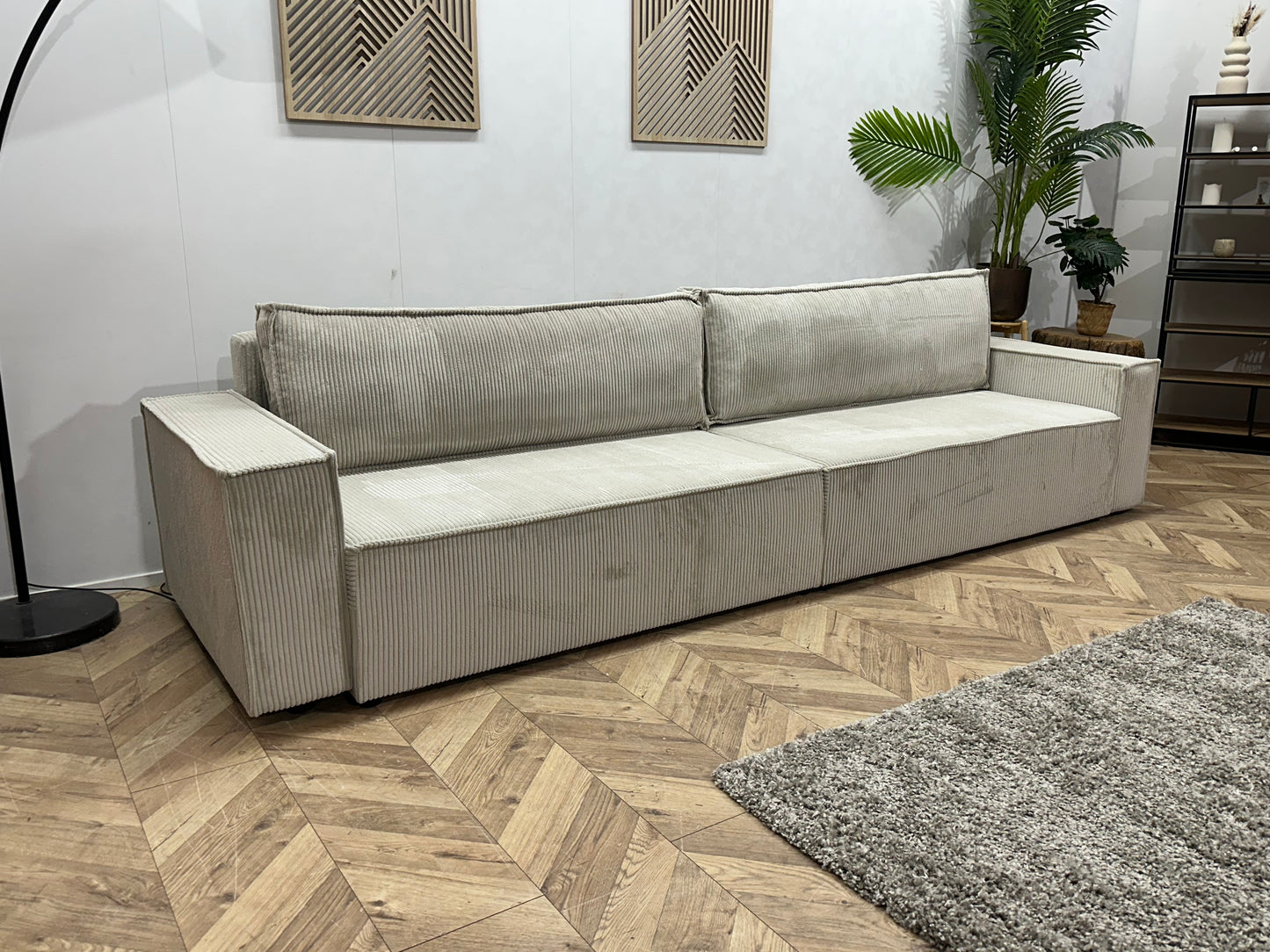 !Showroommodel! Witte Ribstof 4-Zits  Bank