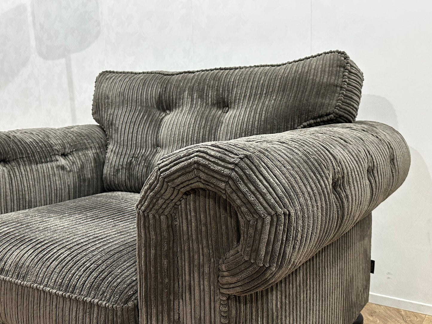 UrbanSofa Antraciet Ribstof Fauteuil Set ~ Losse Kussens Met Afneembare Hoezen