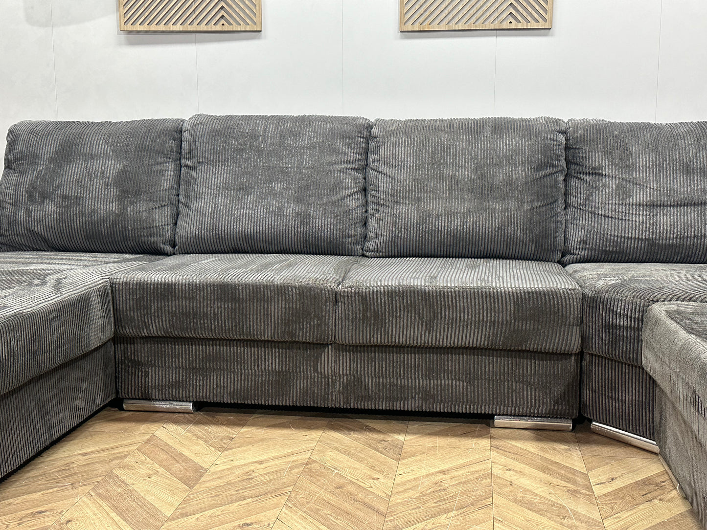 Antraciet Ribstof U Bank ~ Losse Rugkussens Met Afneembare Hoezen