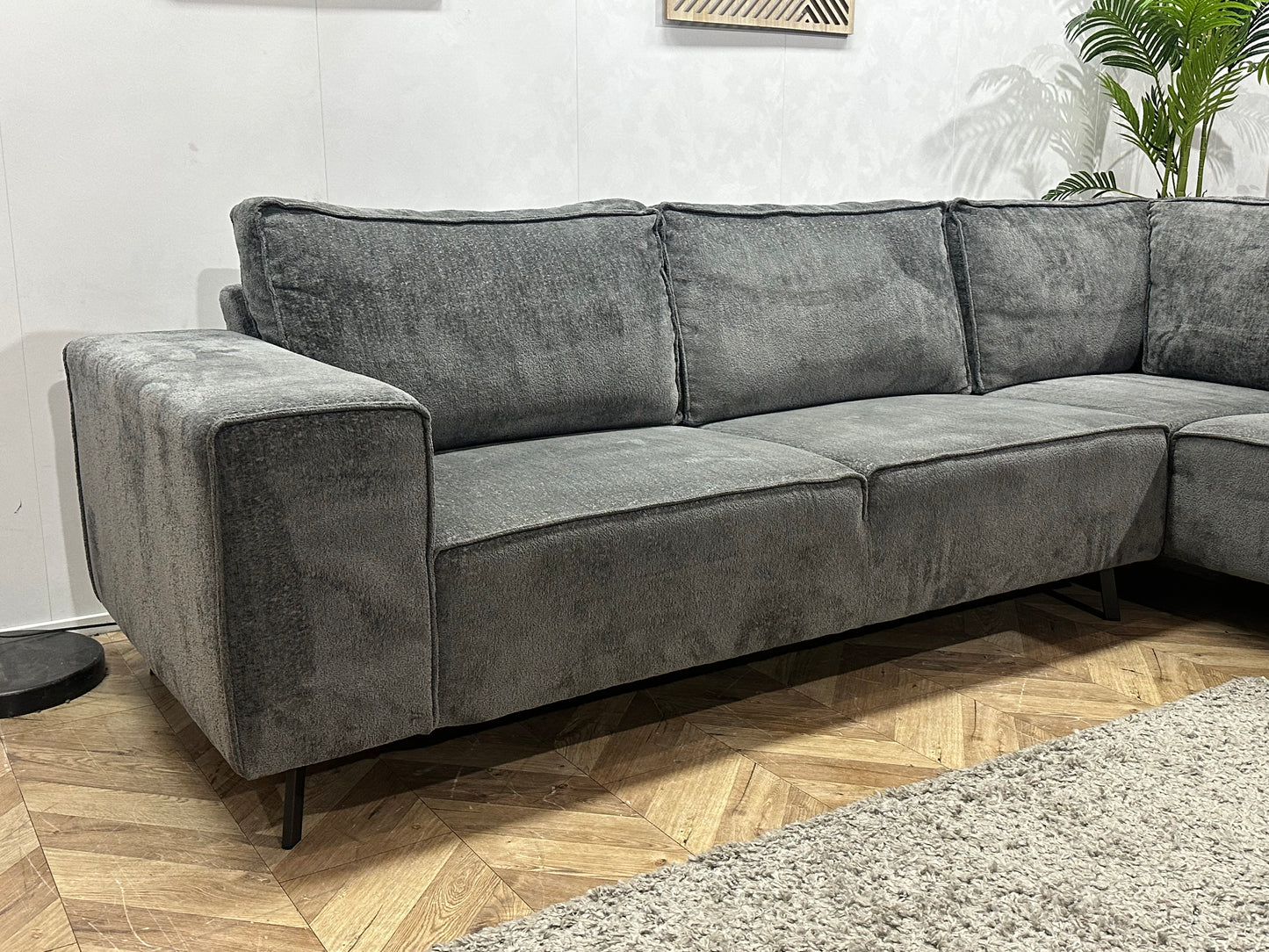 Antraciet Cremona Stoffen Hoekbank ~ Losse Rugkussens Met Afneembare Hoezen
