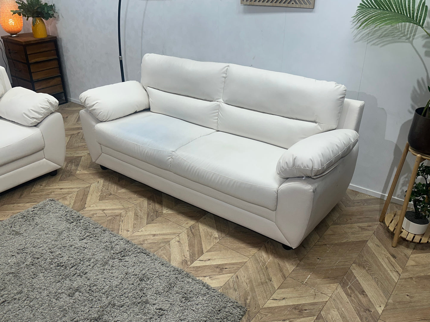 Witte Leather Look Banken Set ~ Inruilvoordeel