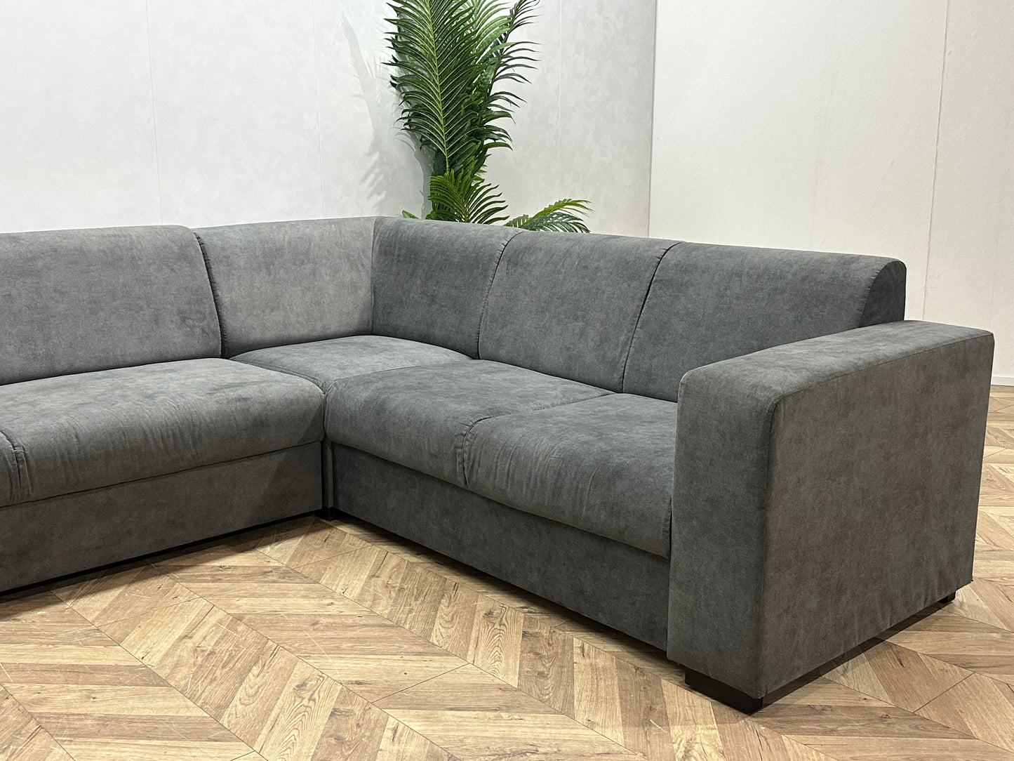 !Showroommodel! Antraciet Suède Stoffen Hoekbank