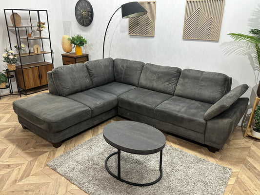 Antraciet Suède Stoffen Hoekbank ~ Verstelbare Armsteun