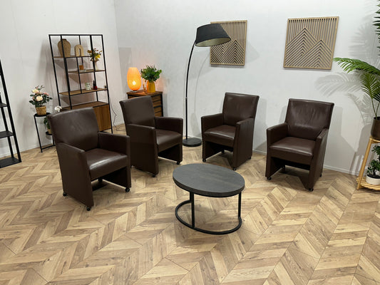 Bruine Echt Lederen Stoelen Set