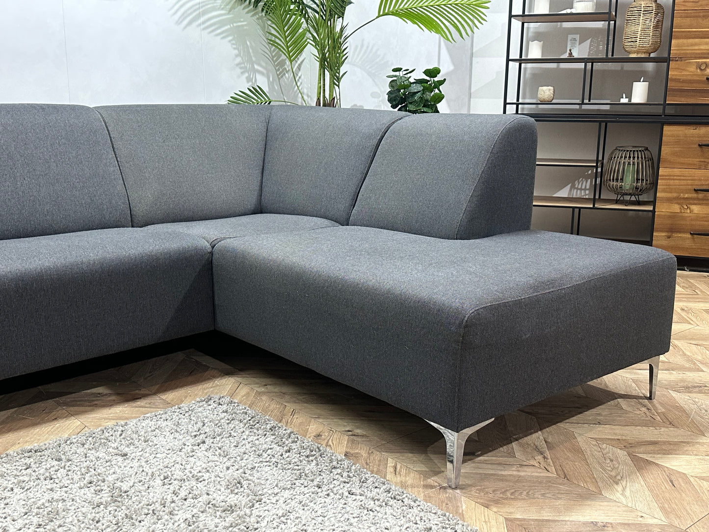 Antraciet Hoekbank ~ Vaste Kussens