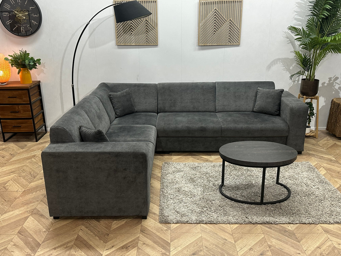 !Showroommodel! Antraciet Velvet Hoekbank