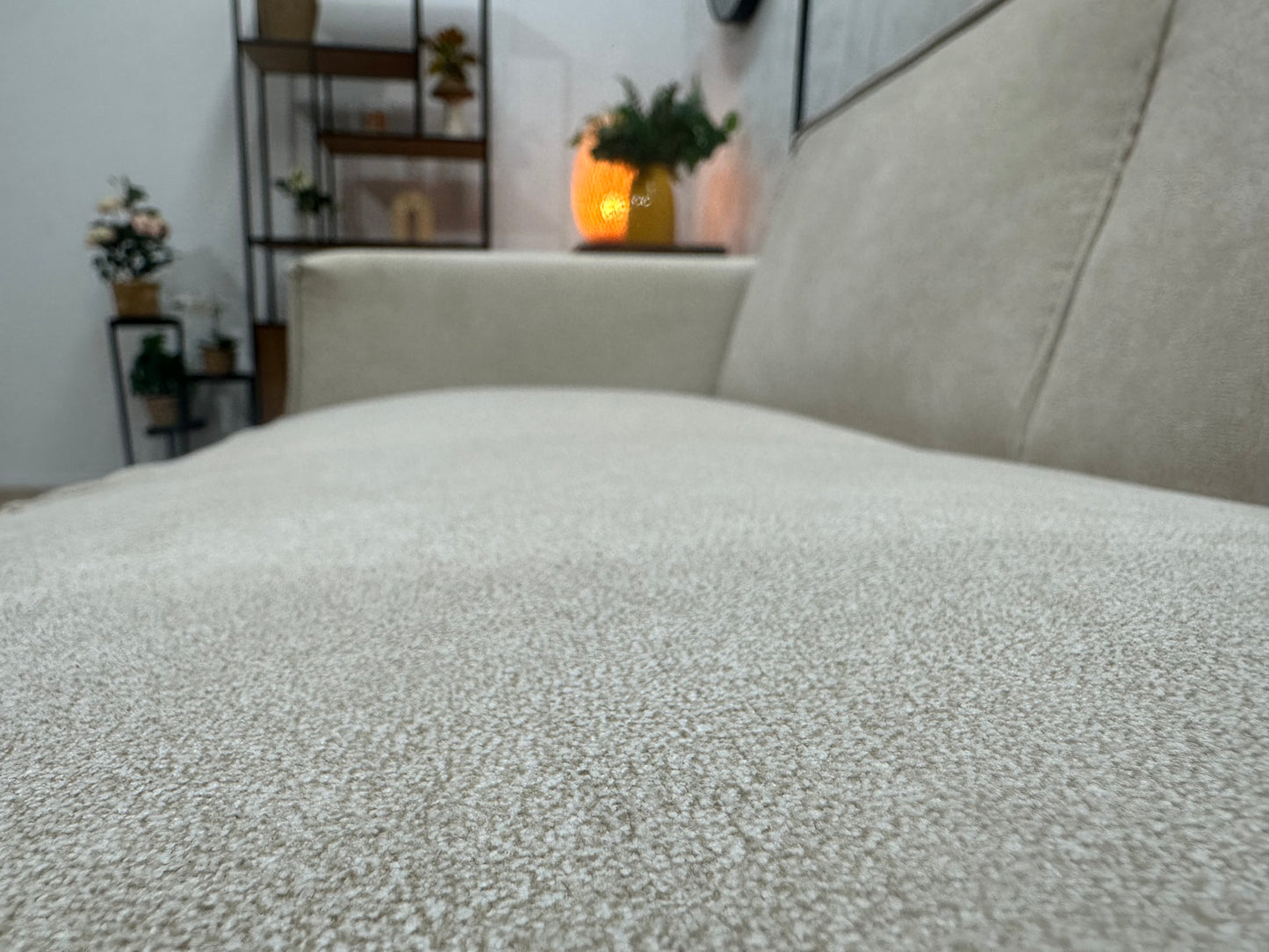 !Showroommodel! Crème Suède Stoffen Hoekbank