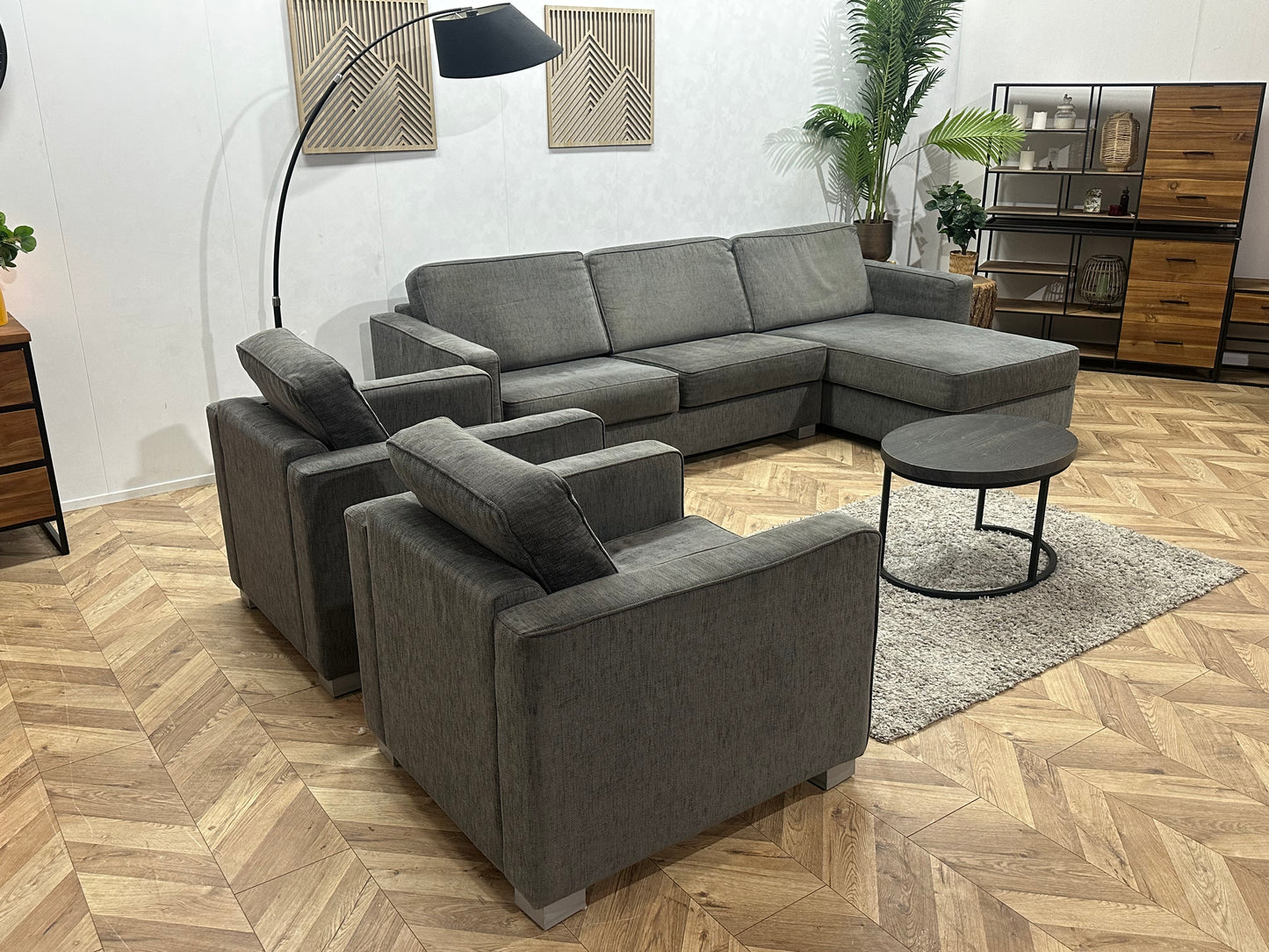 Montèl Grijze Hoekbank Inc Fauteuils ~ Losse Kussens Met Afneembare Hoezen