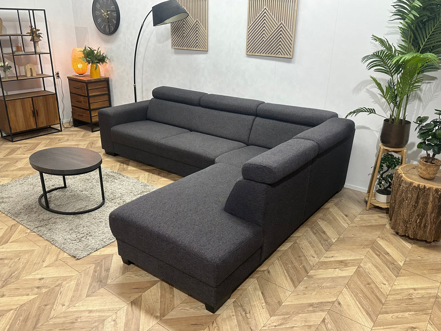 Antraciet Hoekbank ~ Verstelbare Hoofdsteunen