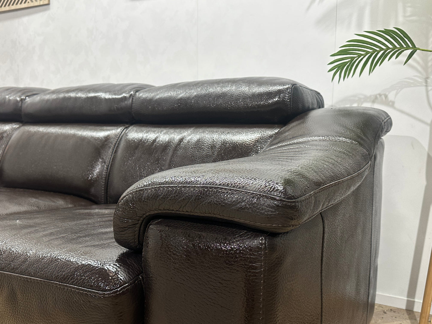 Bruine Echt Lederen 3-Zits Bank Inc Fauteuil ~ Geïmpregneerd