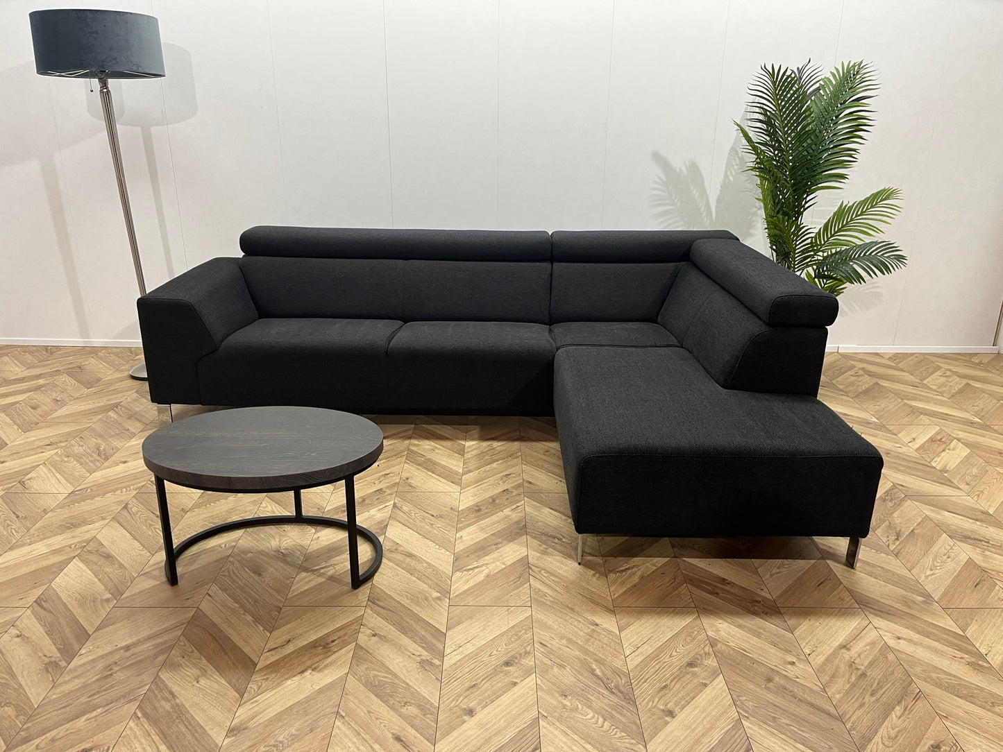 IN.HOUSE Zwarte Hoekbank ~ Verstelbare Hoofdsteunen