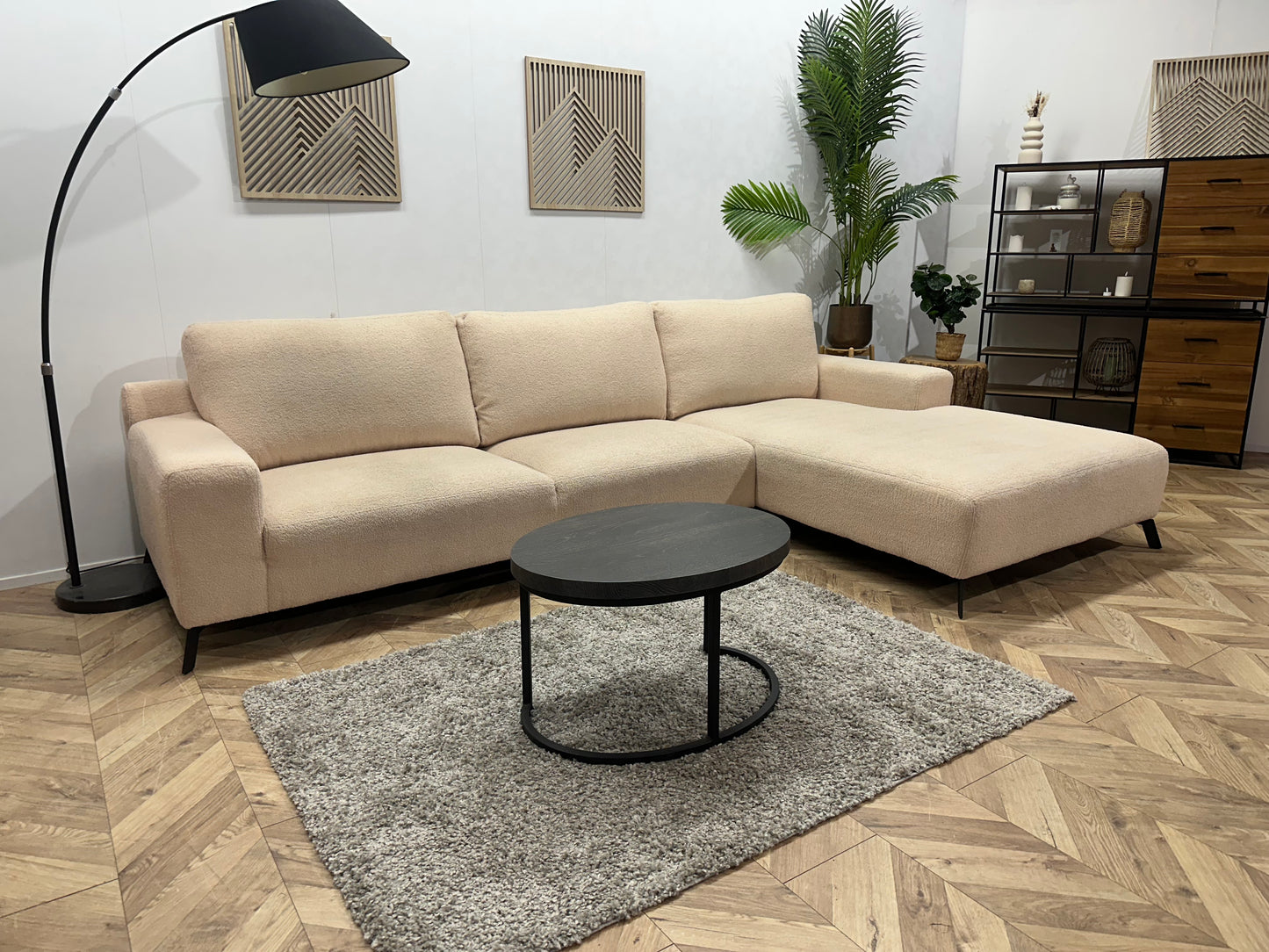 !Showroommodel! Crème Bouclé Hoekbank