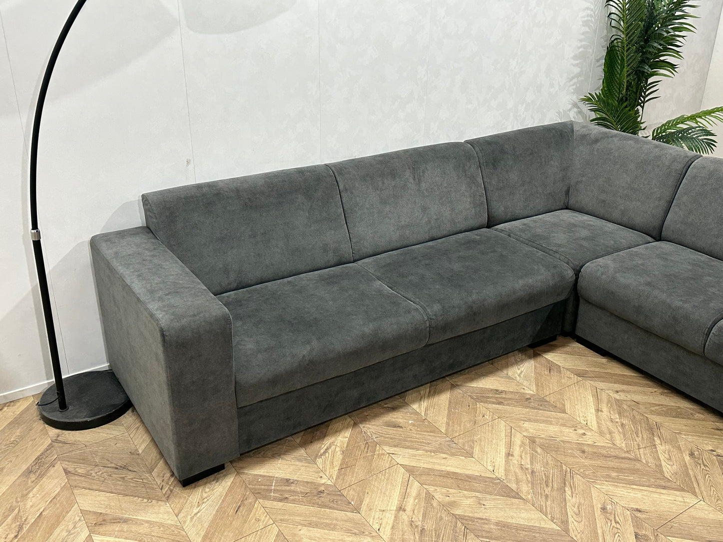 !Showroommodel! Antraciet Velvet Hoekbank