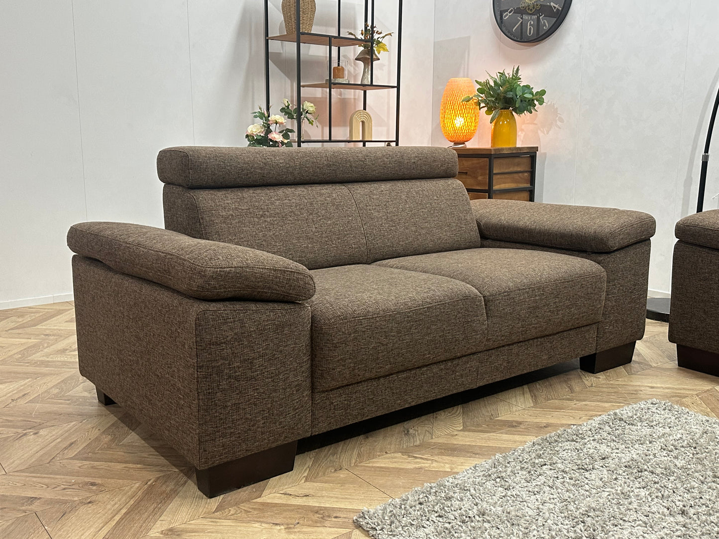 Bruine Hoekbank ~ Verstelbare Arm/Hoofdsteunen