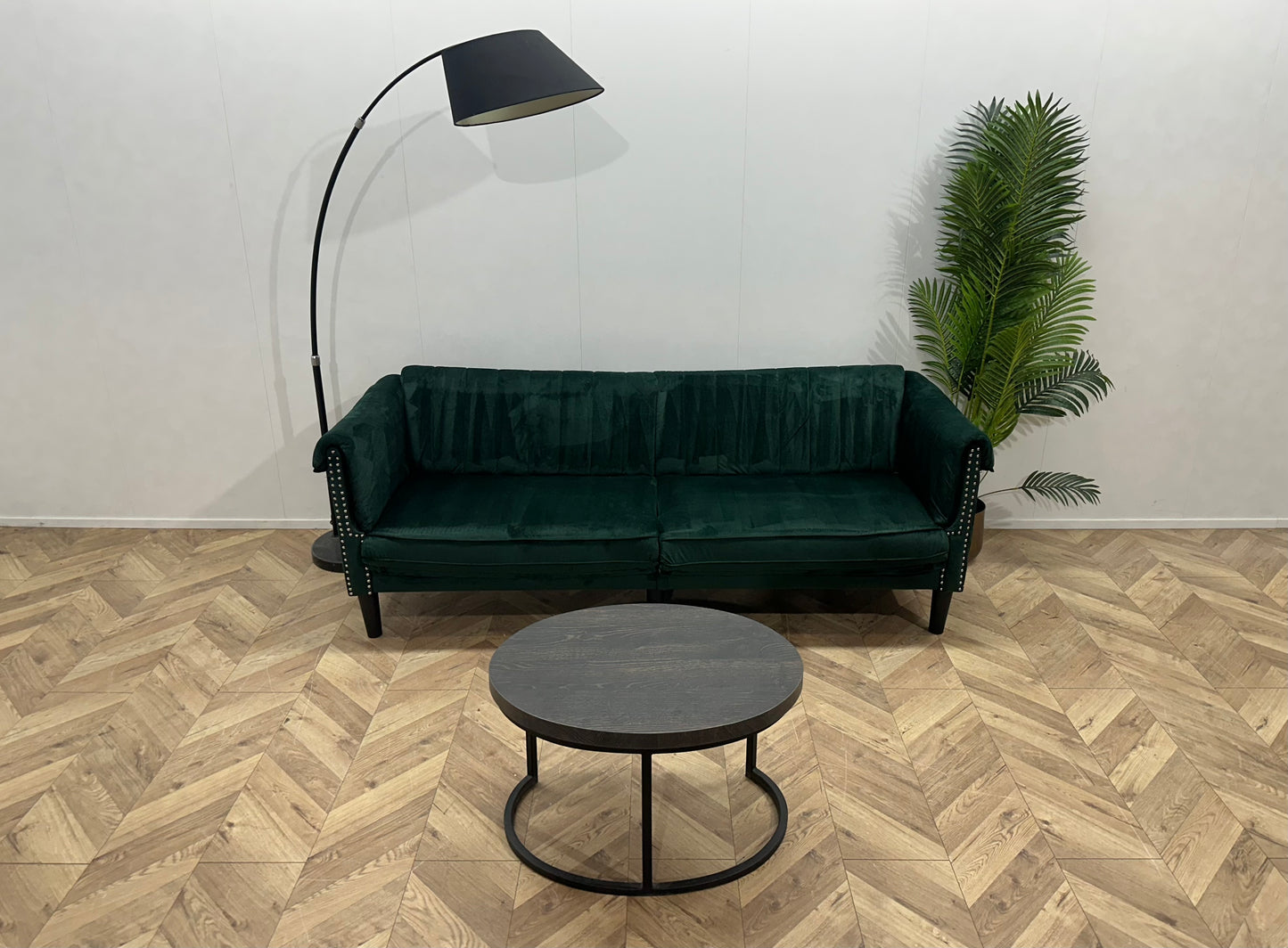 Groene Velvet 2.5-Zits Bank ~ Vaste Kussens