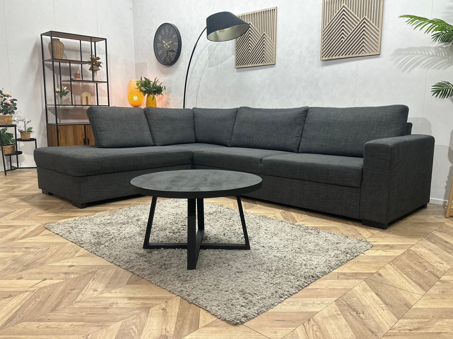 Antraciet Hoekbank ~ Losse Rugkussens Met Afneembare Hoezen