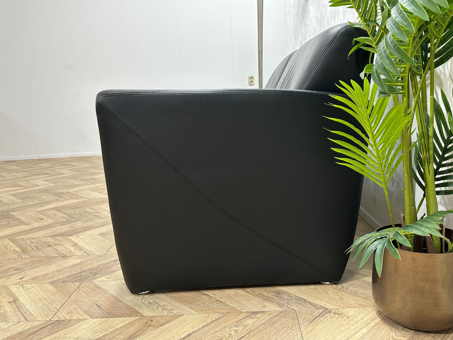 Zwart Echt Lederen 2.5-Zits Bank ~ Vaste Kussens