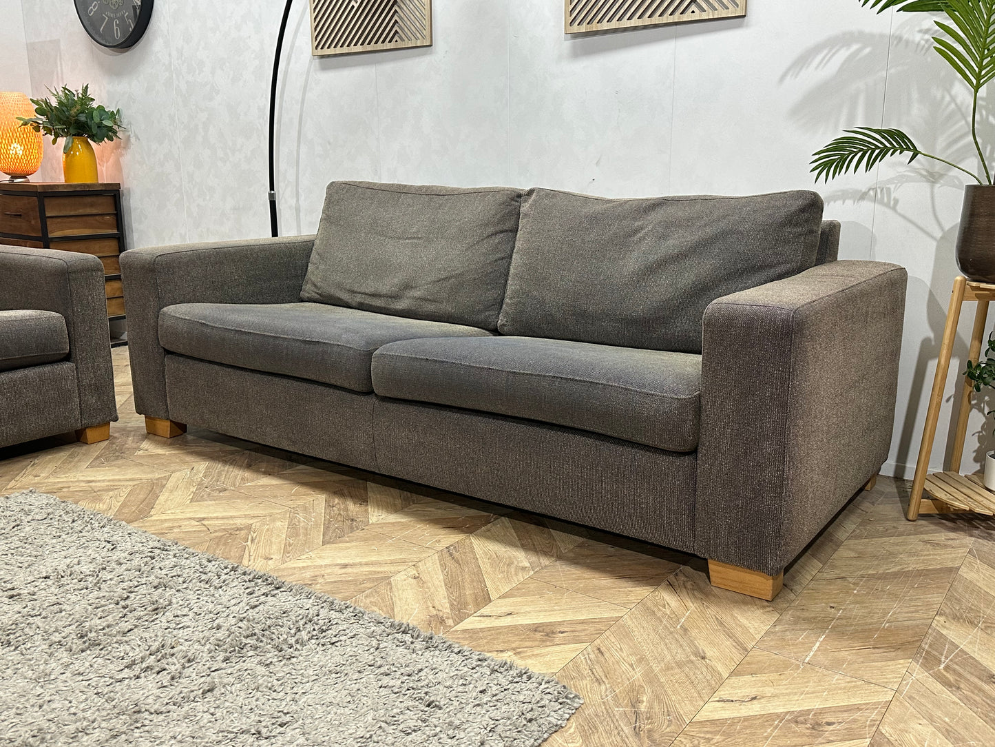 Grijze/Bruine 2.5-Zits Bank Inc Fauteuils ~ Losse Kussens Met Afneembare Hoezen