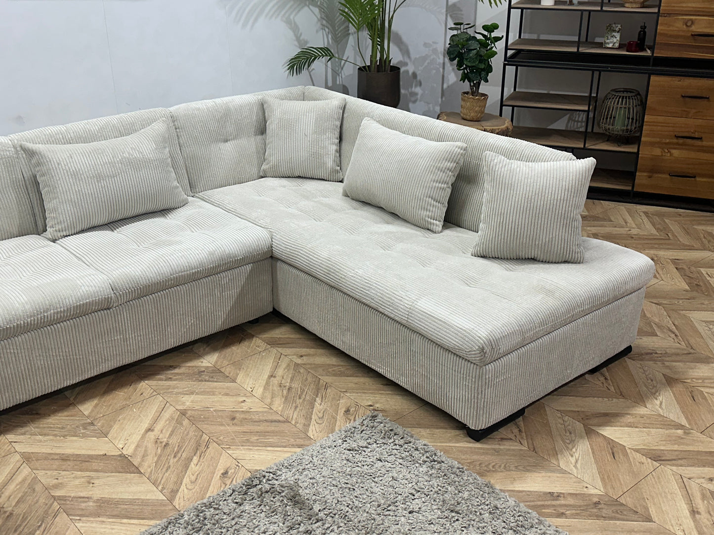 !Showroommodel! Witte Ribstof U Bank