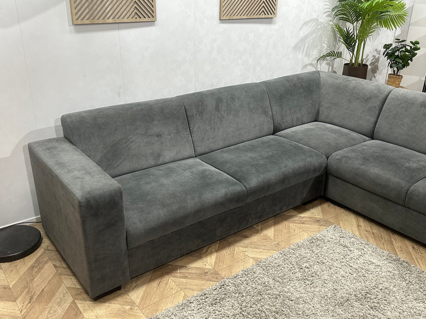 !Showroommodel! Antraciet Velvet Hoekbank