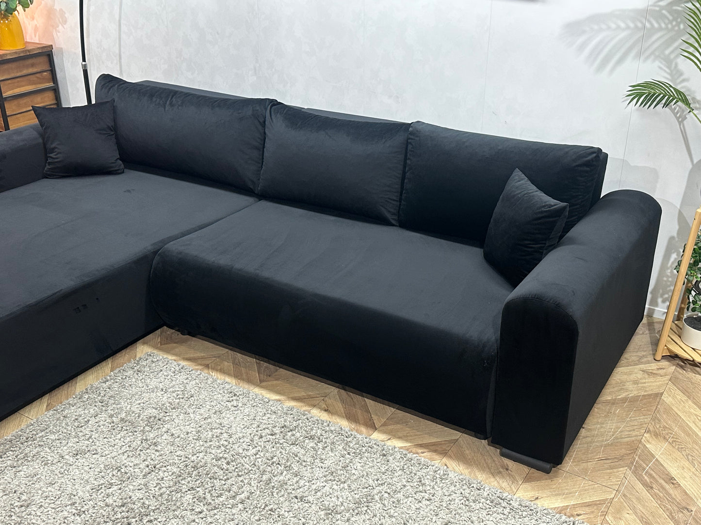 !Showroommodel! Zwarte Velvet Hoekbank