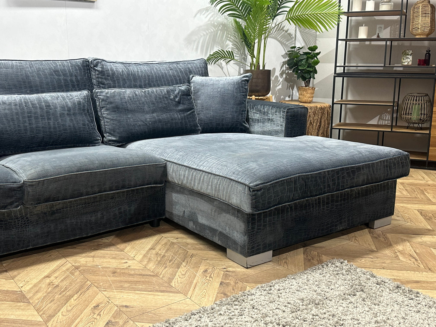 Blauwe Croco Stoffen U Bank ~ Losse Kussens Met Afneembare Hoezen