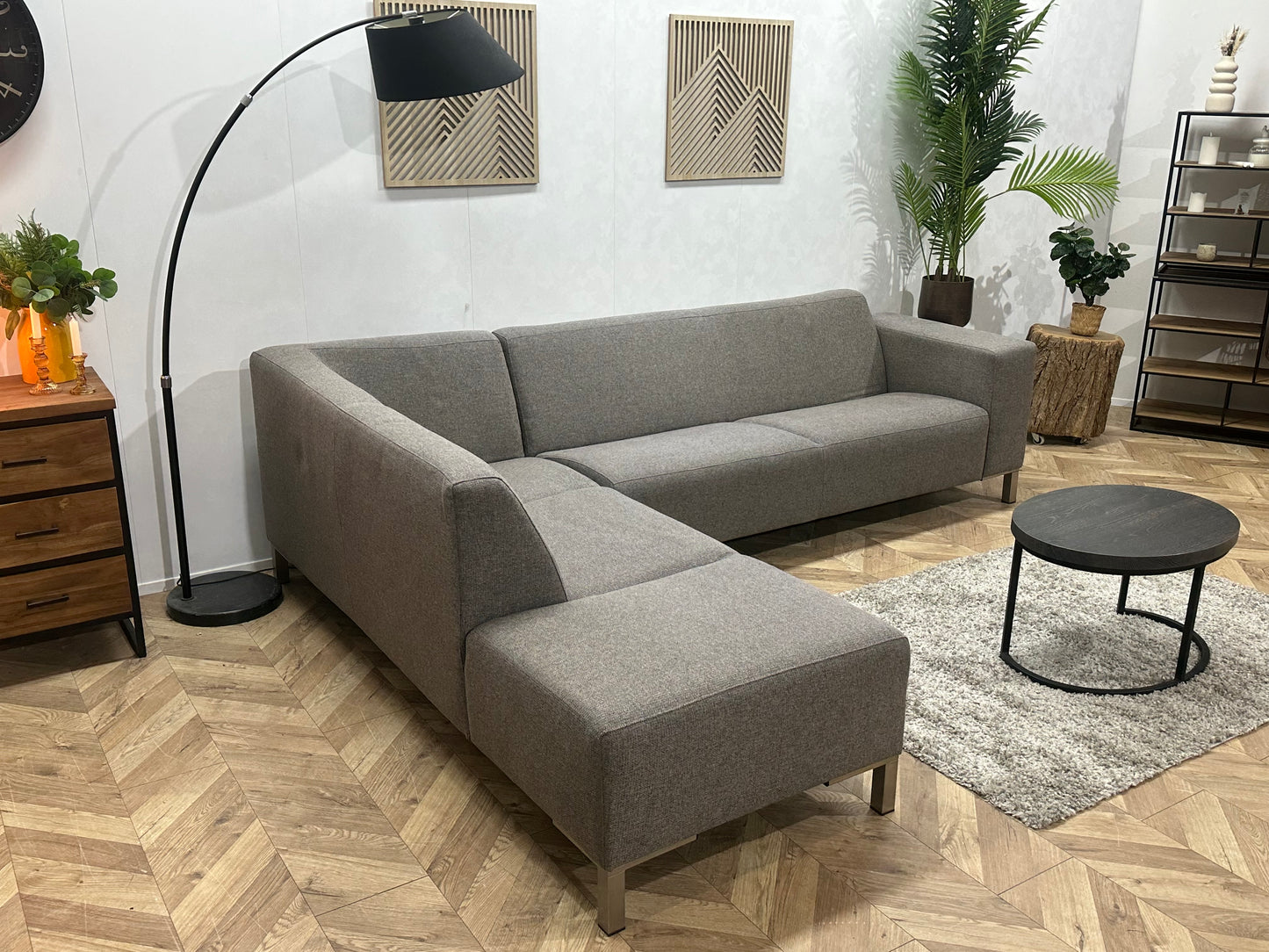 Montèl Grijze Hoekbank ~ Vaste Kussens