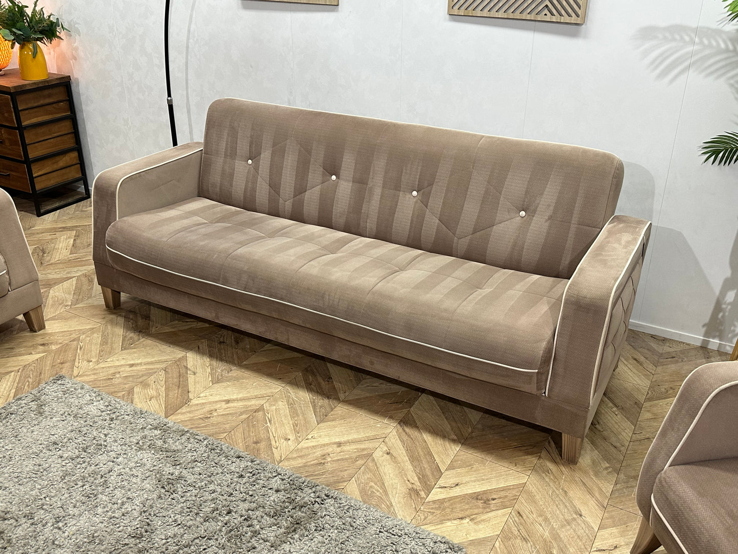 Istikbal Bruine Velvet Banken Set ~ Slaapfunctie