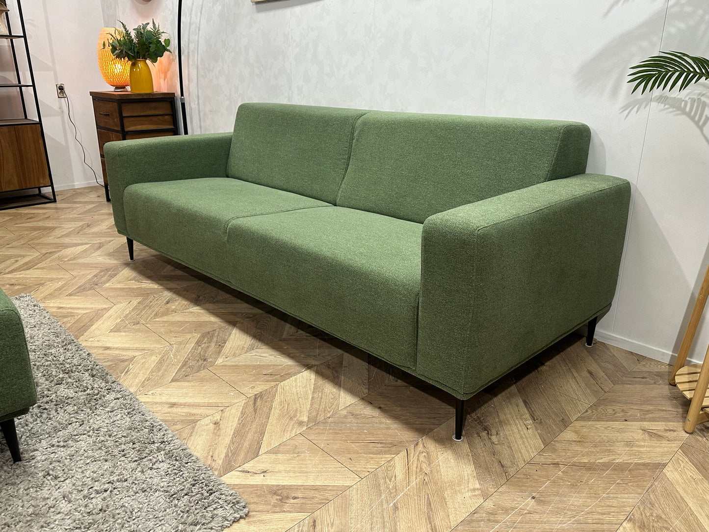 Goossens Groene Stoffen Banken Set Incl Hocker ~ Nieuwstaat