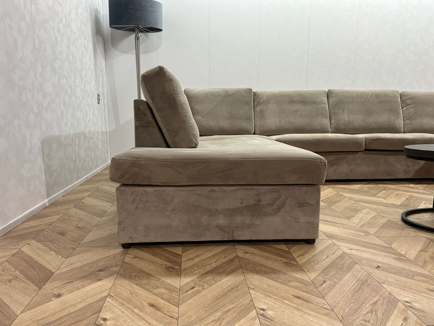 Beige Velvet U Bank ~ Losse Kussens Met Afneembare Hoezen