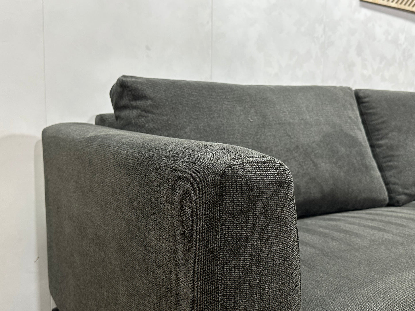 Antraciet Suède Stoffen Hoekbank ~ Losse Rugkussens Met Afneembare Hoezen