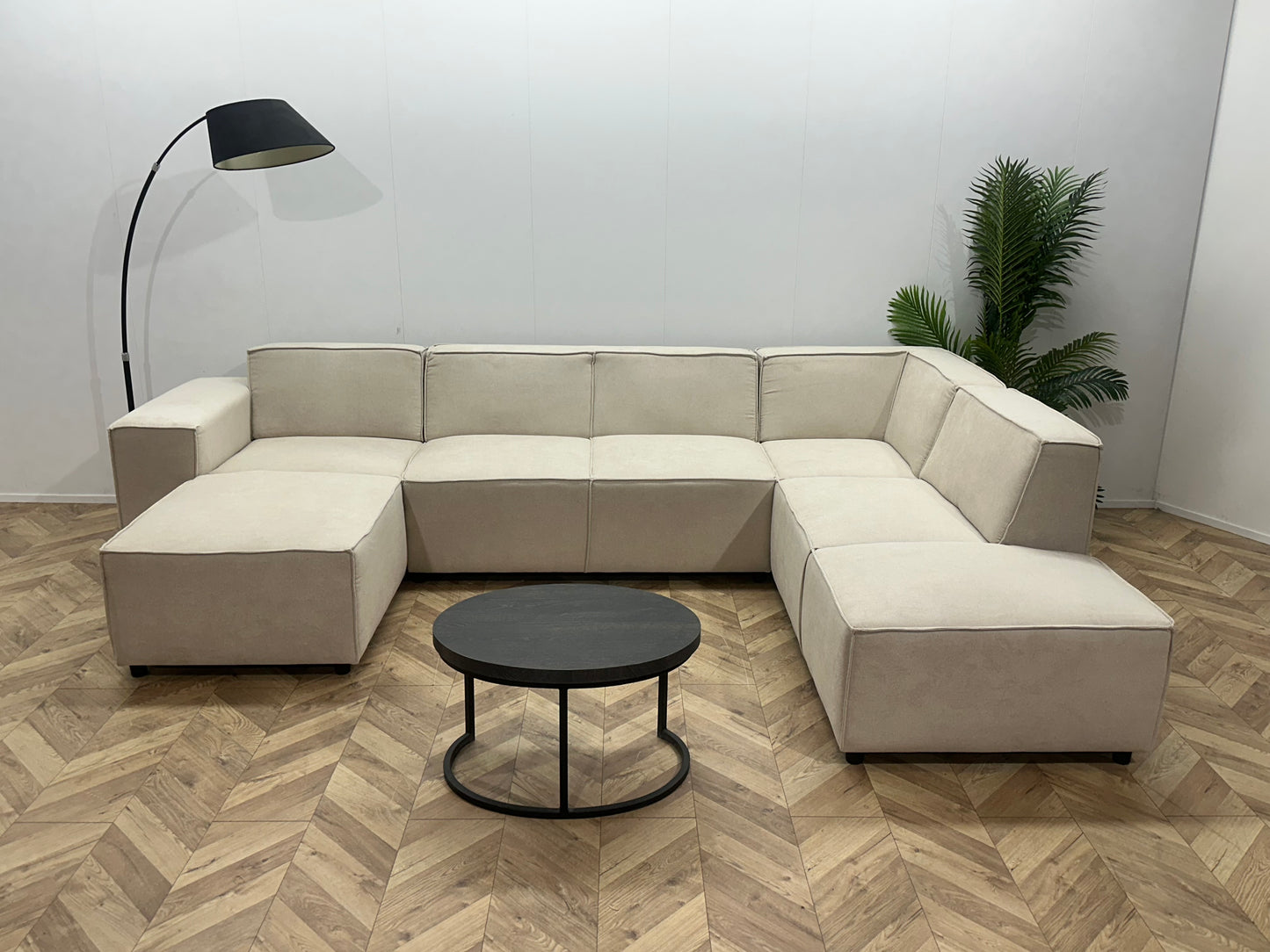 !Showroommodel! Crème Suede Stoffen U Bank