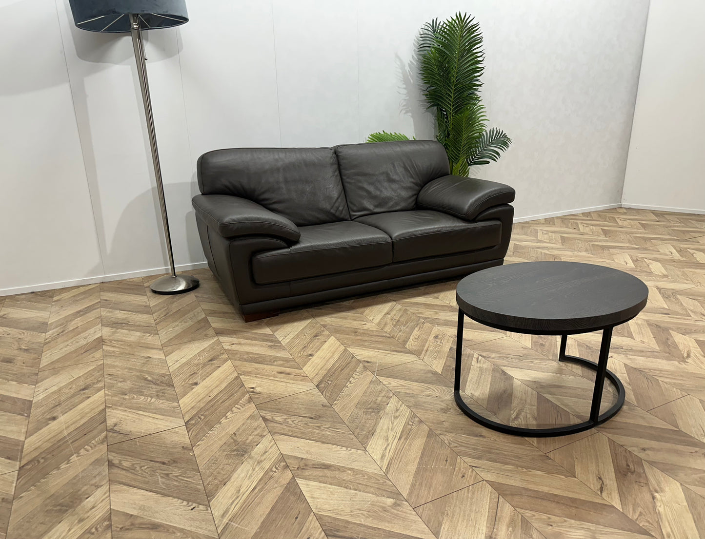 Bruine Echt Lederen 2-Zits Bank ~ Vaste Kussens