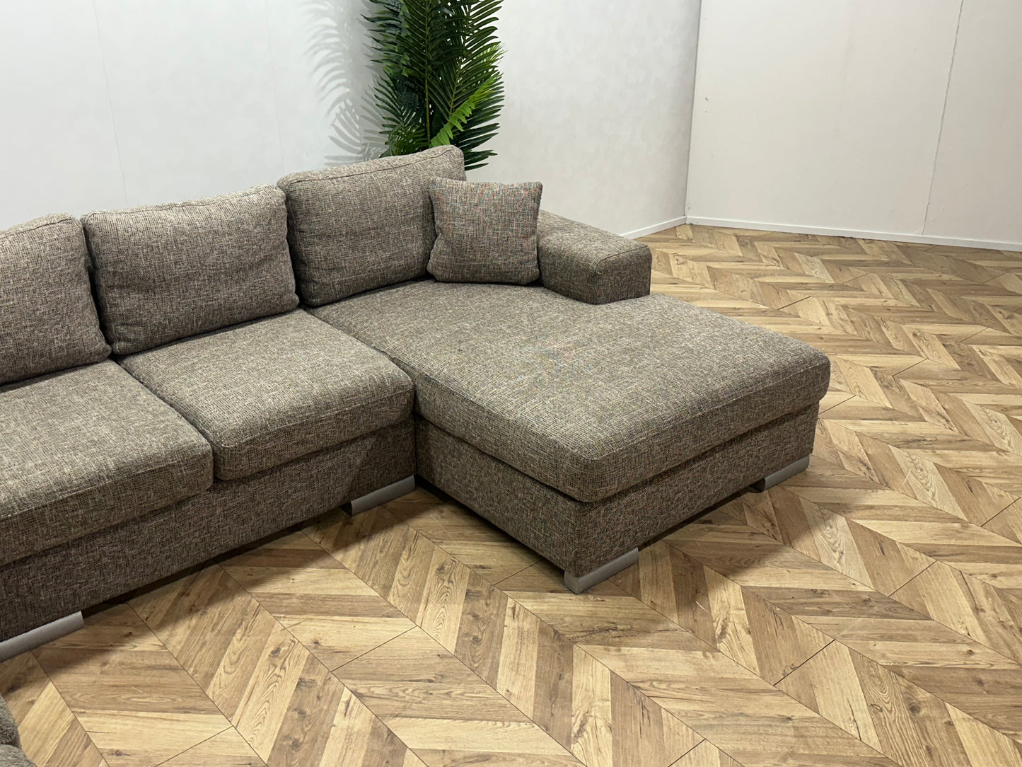 Grijze/Beige U Bank ~ Losse Kussens Met Afneembare Hoezen