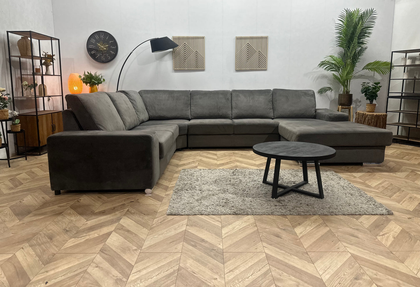 Antraciet Velvet U Bank ~ Losse Rugkussens Met Afneembare Hoezen