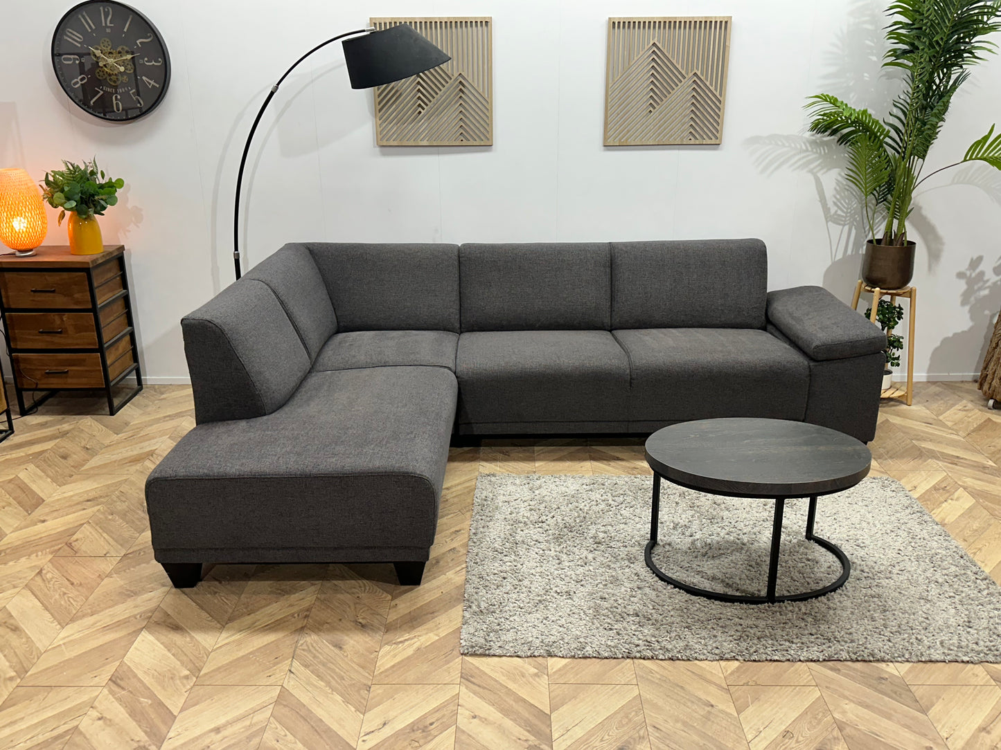 Antraciet Hoekbank ~ Verstelbare Armsteun