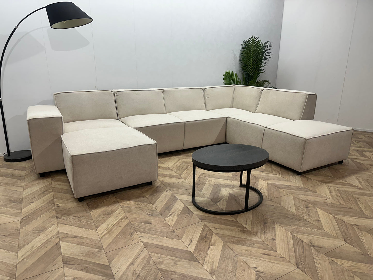 !Showroommodel! Crème Suede Stoffen U Bank